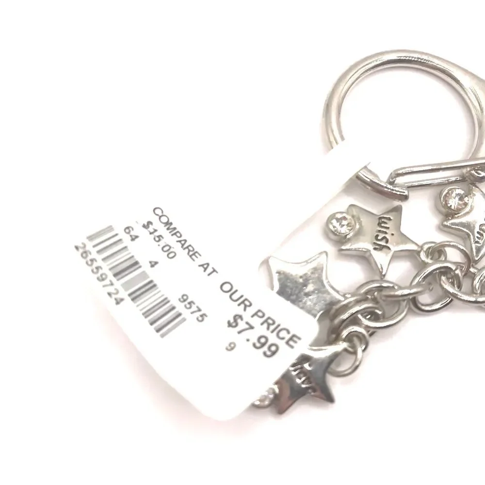 Silver Star Charm Keychain Key Holder Car Accessory